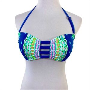 NWT LILLY PULITZER Bari Bandeau Bikini Top in Macaw Blue Sz 4